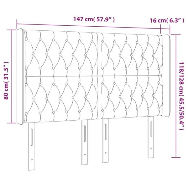 LED Kopfteil Dunkelgrau 147x16x118/128 cm Stoff