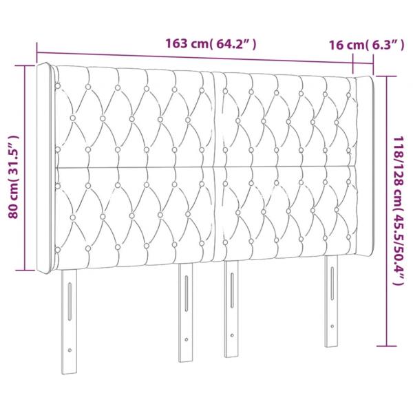 LED Kopfteil Dunkelblau 163x16x118/128 cm Samt