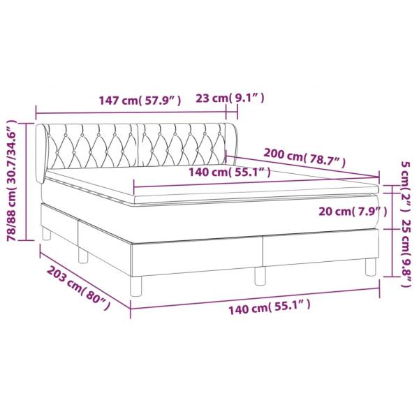 Boxspringbett mit Matratze Taupe 140x200 cm Stoff