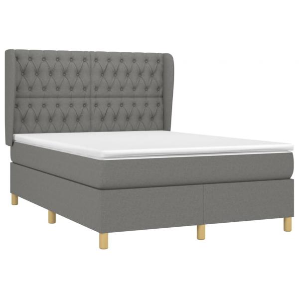 Boxspringbett mit Matratze Dunkelgrau 140x190 cm Stoff