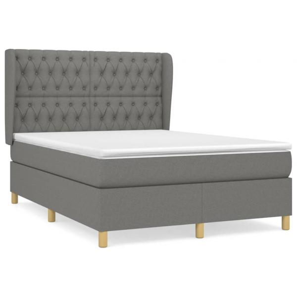 Boxspringbett mit Matratze Dunkelgrau 140x200 cm Stoff