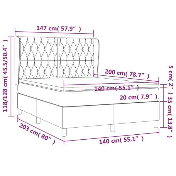 Boxspringbett mit Matratze Dunkelblau 140x200 cm Samt