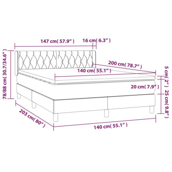 Boxspringbett mit Matratze Taupe 140x200 cm Stoff