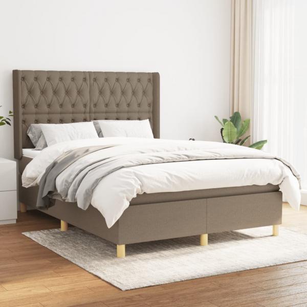 ARDEBO.de - Boxspringbett mit Matratze Taupe 140x190 cm Stoff