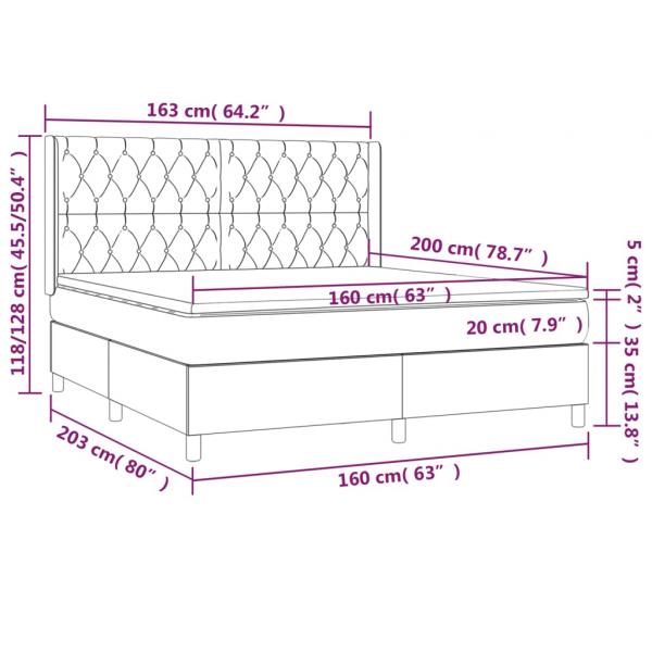 Boxspringbett mit Matratze Dunkelblau 160x200 cm Samt