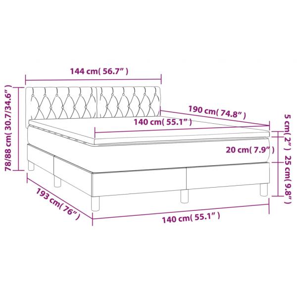 Boxspringbett mit Matratze & LED Taupe 140x190 cm Stoff