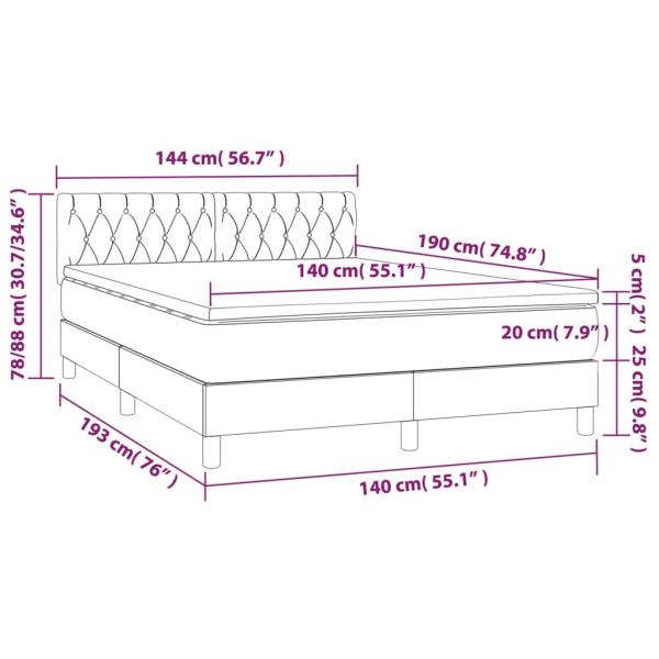 Boxspringbett mit Matratze & LED Dunkelgrau 140x190 cm Stoff