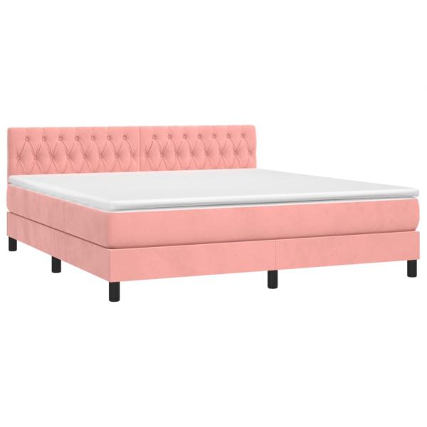 Boxspringbett mit Matratze & LED Rosa 160x200 cm Samt