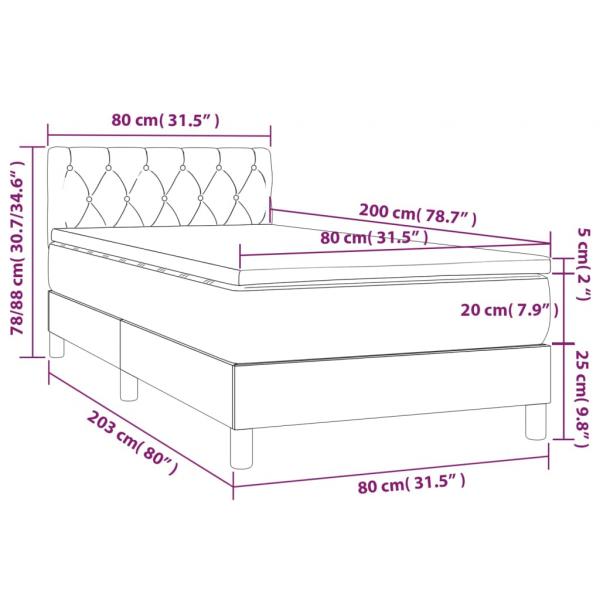 Boxspringbett mit Matratze & LED Dunkelblau 80x200 cm Samt