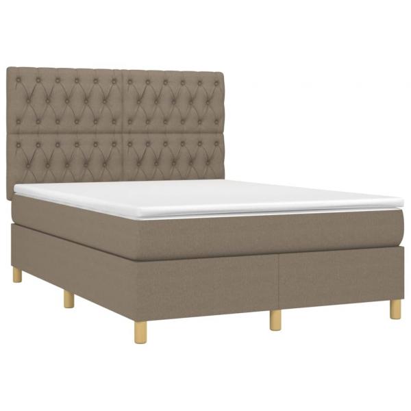 Boxspringbett mit Matratze & LED Taupe 140x190 cm Stoff