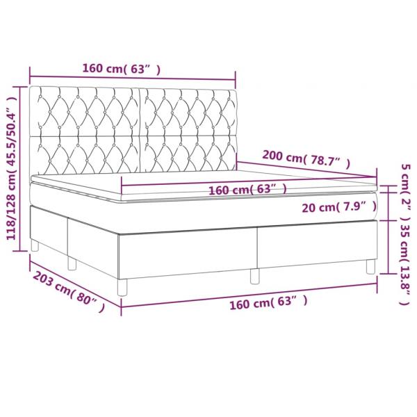 Boxspringbett mit Matratze & LED Rosa 160x200 cm Samt