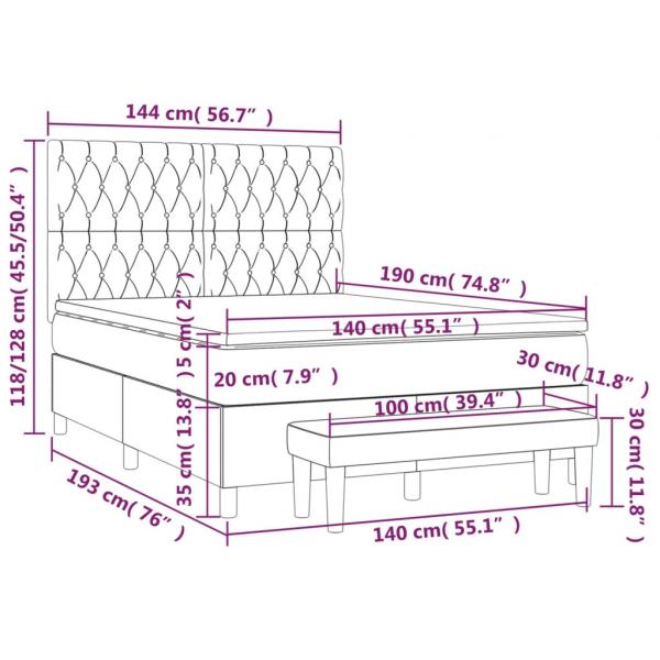 Boxspringbett mit Matratze Taupe 140x190 cm Stoff