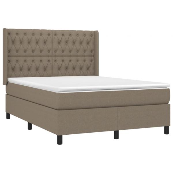 Boxspringbett mit Matratze & LED Taupe 140x190 cm Stoff