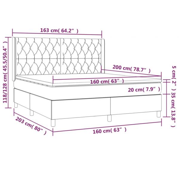 Boxspringbett mit Matratze & LED Rosa 160x200 cm Samt 