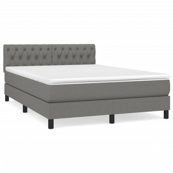 Boxspringbett mit Matratze Dunkelgrau 140x190 cm Stoff