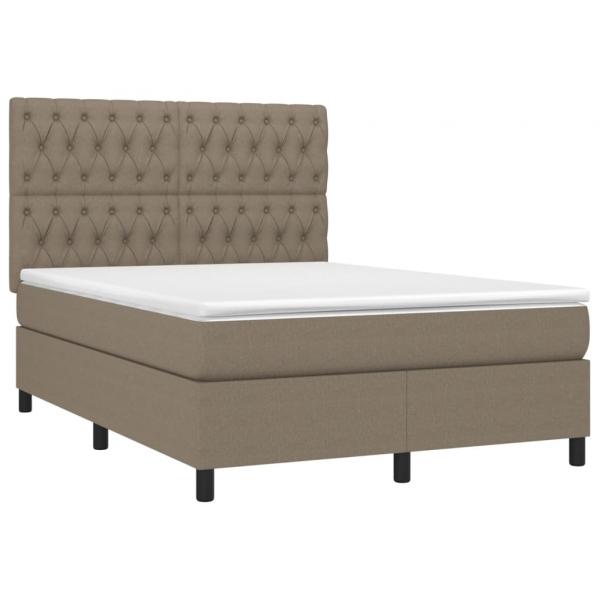 Boxspringbett mit Matratze & LED Taupe 140x190 cm Stoff