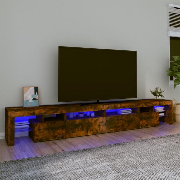 ARDEBO.de - TV-Schrank mit LED-Leuchten Räuchereiche 260x36,5x40 cm