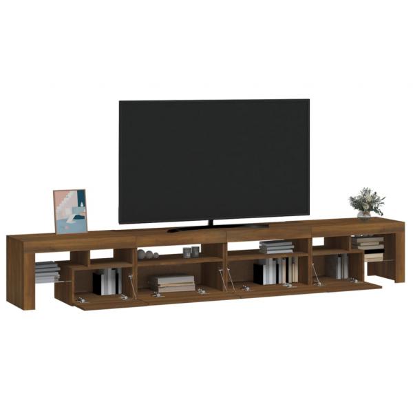 TV-Schrank mit LED-Leuchten Braun Eichen-Optik 260x36,5x40 cm