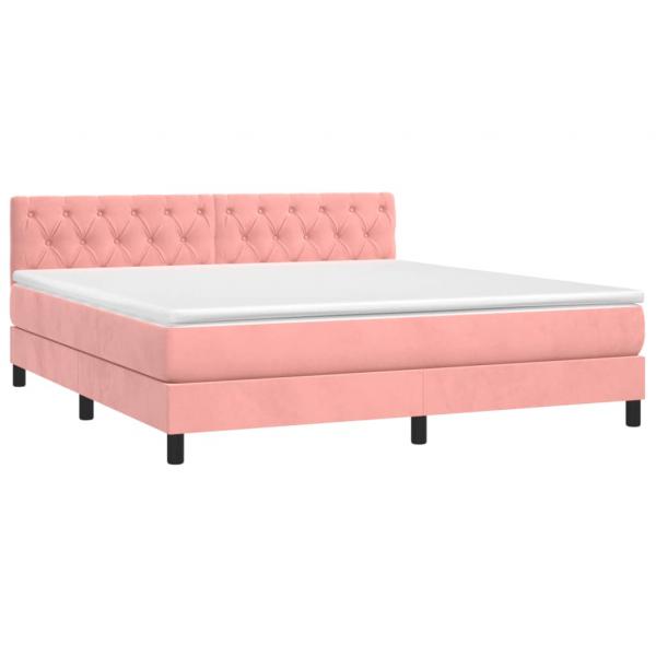 Boxspringbett mit Matratze Rosa 160x200 cm Samt