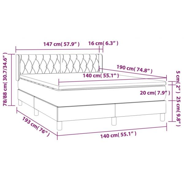 Boxspringbett mit Matratze Taupe 140x190 cm Stoff