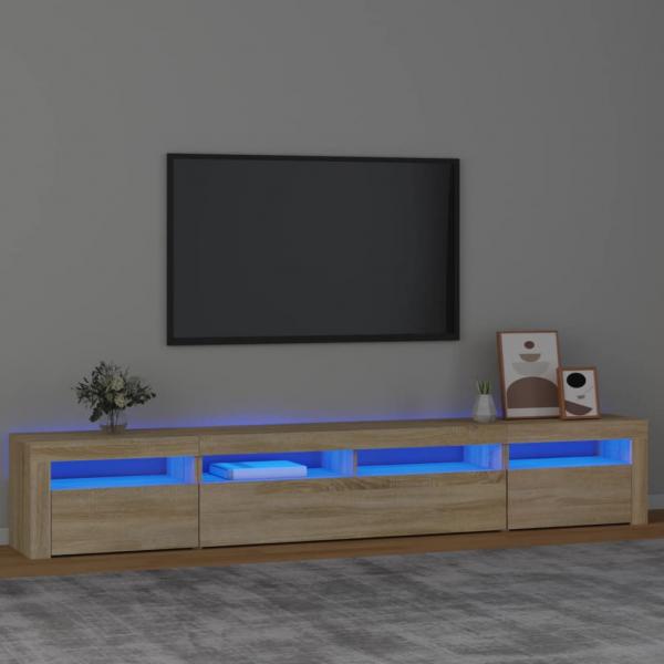 ARDEBO.de - TV-Schrank mit LED-Leuchten Sonoma-Eiche 240x35x40 cm