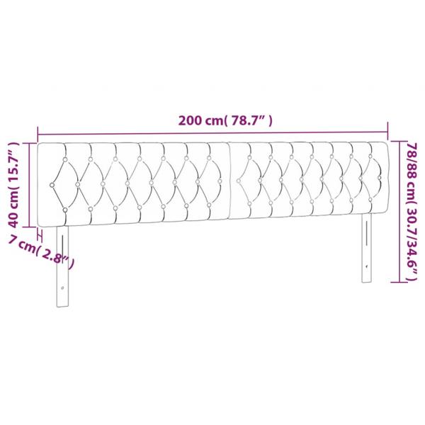 LED Kopfteil Creme 200x7x78/88 cm Stoff