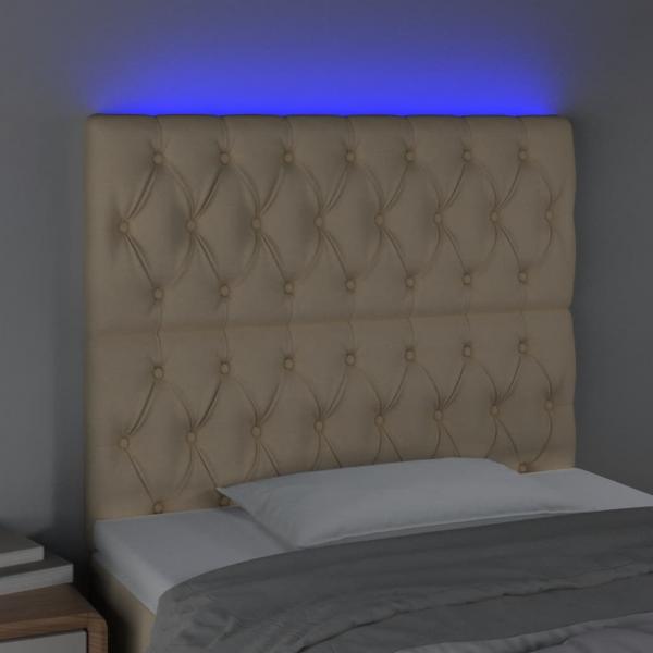 LED Kopfteil Creme 90x7x118/128 cm Stoff