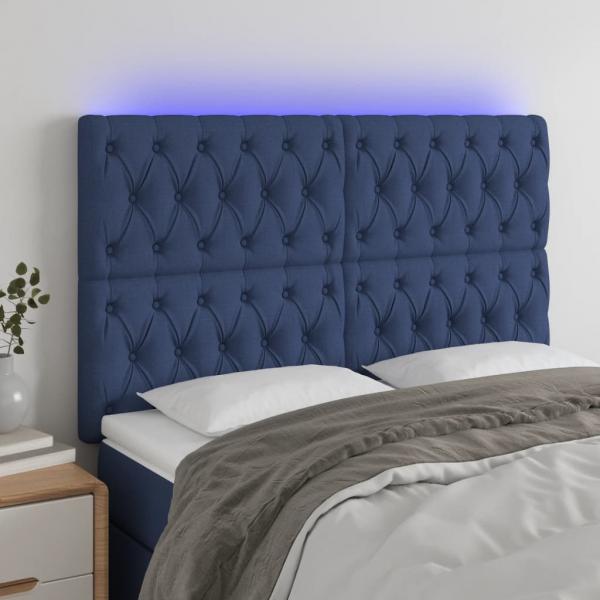 ARDEBO.de - LED Kopfteil Blau 144x7x118/128 cm Stoff