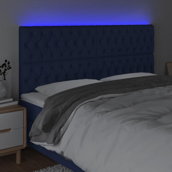 LED Kopfteil Blau 180x7x118/128 cm Stoff