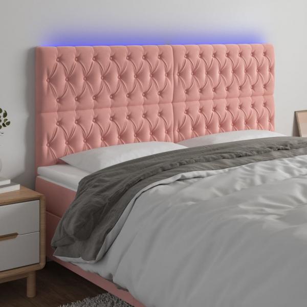 ARDEBO.de - LED Kopfteil Rosa 180x7x118/128 cm Samt