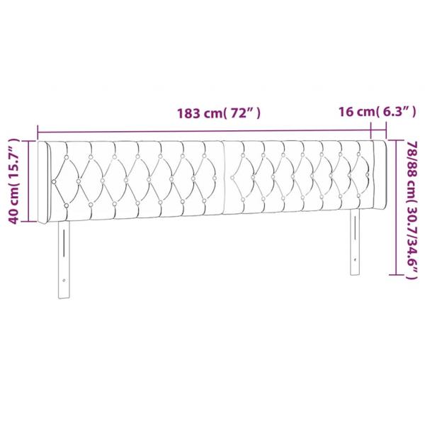 LED Kopfteil Taupe 183x16x78/88 cm Stoff