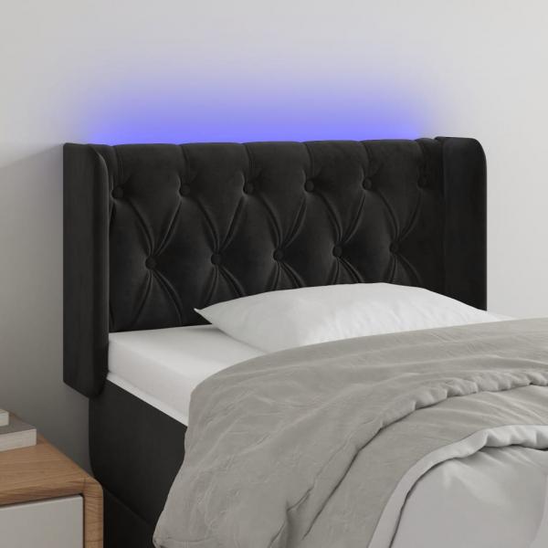 ARDEBO.de - LED Kopfteil Schwarz 83x16x78/88 cm Samt