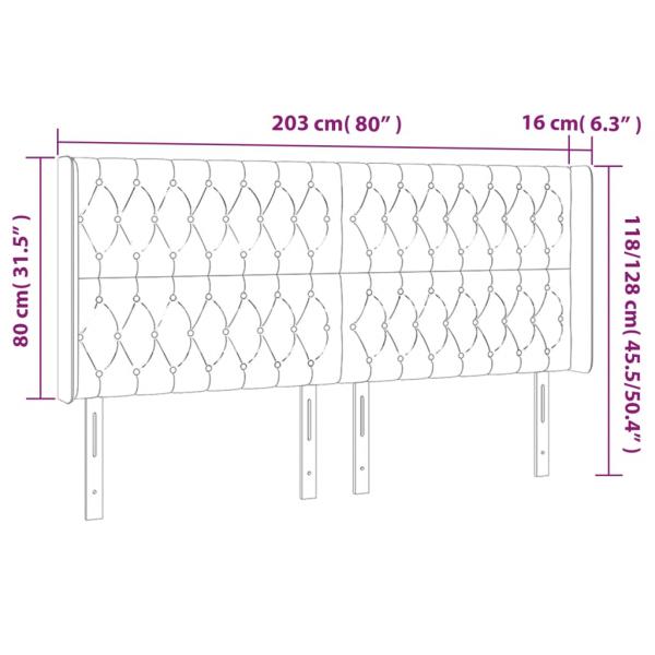 LED Kopfteil Creme 203x16x118/128 cm Stoff