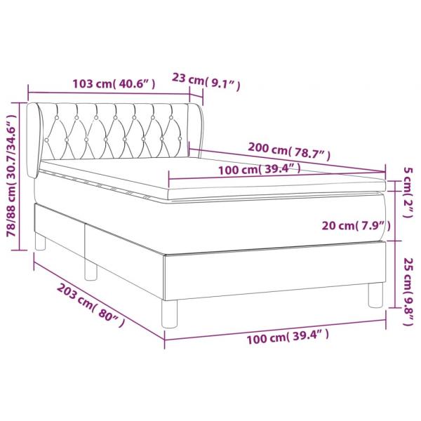 Boxspringbett mit Matratze Schwarz 100x200 cm Samt