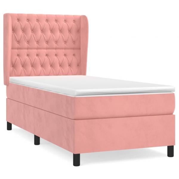 Boxspringbett mit Matratze Rosa 90x190 cm Samt