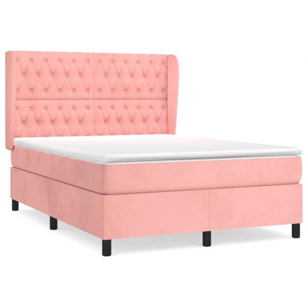 Boxspringbett mit Matratze Rosa 140x190 cm Samt