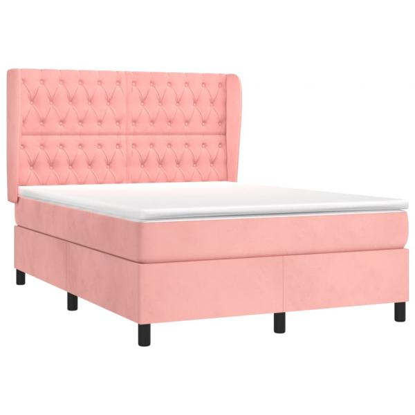 Boxspringbett mit Matratze Rosa 140x190 cm Samt