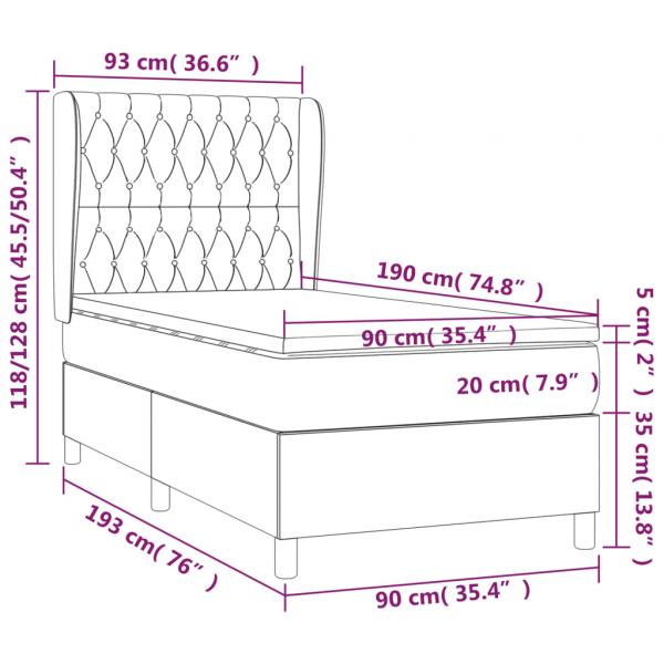 Boxspringbett mit Matratze Dunkelblau 90x190 cm Samt