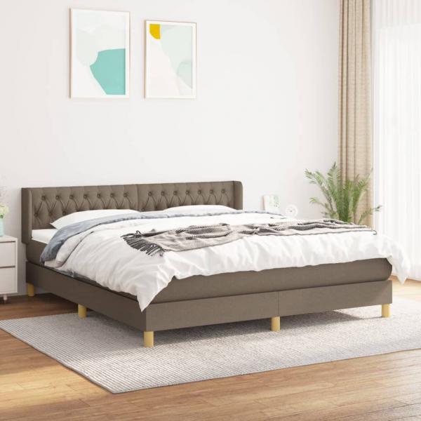 ARDEBO.de - Boxspringbett mit Matratze Taupe 180x200 cm Stoff