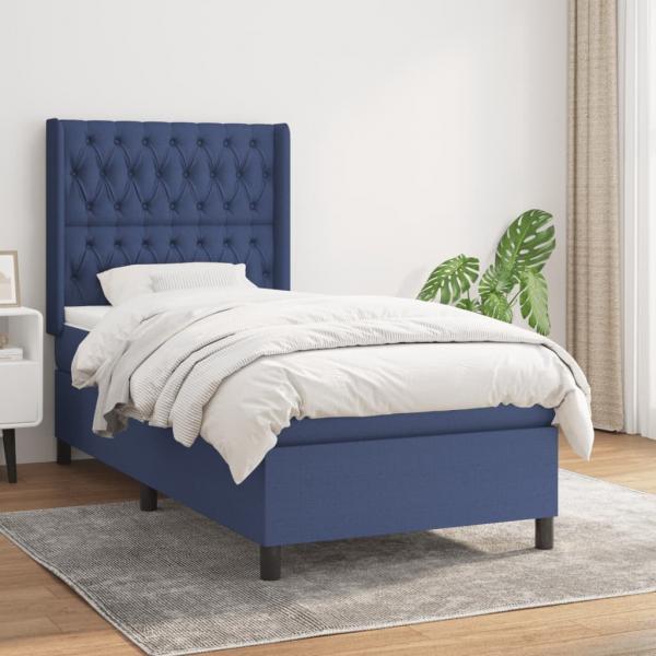 ARDEBO.de - Boxspringbett mit Matratze Blau 90x190 cm Stoff