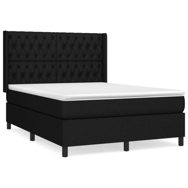 Boxspringbett mit Matratze Schwarz 140x190 cm Stoff