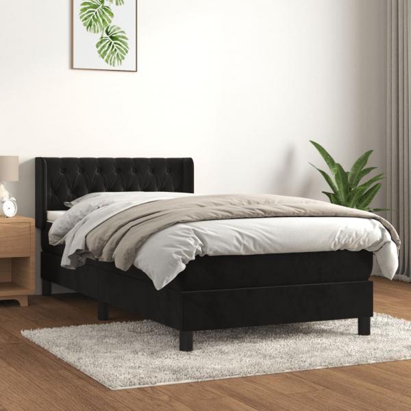 ARDEBO.de - Boxspringbett mit Matratze Schwarz 100x200 cm Samt