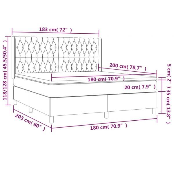 Boxspringbett mit Matratze Dunkelblau 180x200 cm Samt