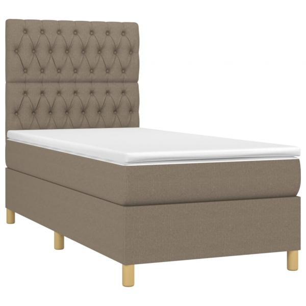 Boxspringbett mit Matratze & LED Taupe 90x190 cm Stoff