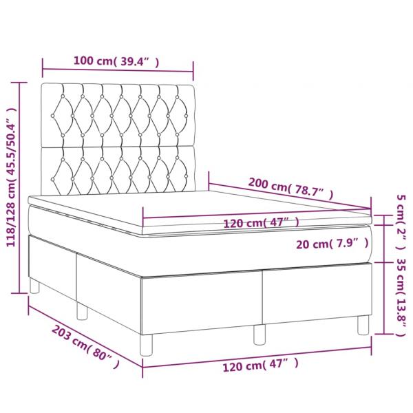 Boxspringbett mit Matratze & LED Creme 120x200 cm Stoff