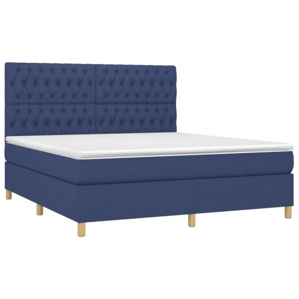 Boxspringbett mit Matratze & LED Blau 180x200 cm Stoff