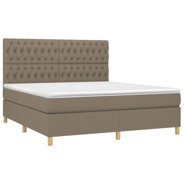 Boxspringbett mit Matratze & LED Taupe 180x200 cm Stoff