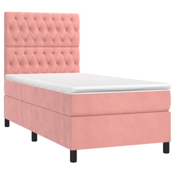 Boxspringbett mit Matratze & LED Rosa 90x190 cm Samt