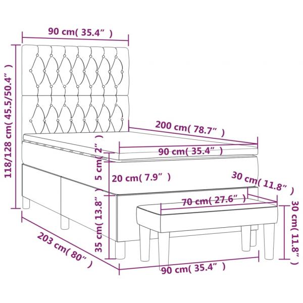 Boxspringbett mit Matratze Blau 90x200 cm Stoff