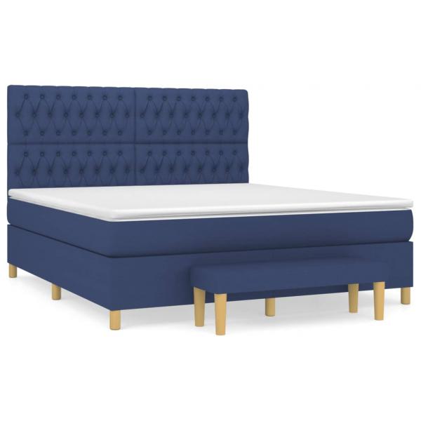 Boxspringbett mit Matratze Blau 180x200 cm Stoff